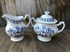 J&G Meakin Nordic Lipped Creamer & Sugar Bowl With Lid Made In England Chip :(