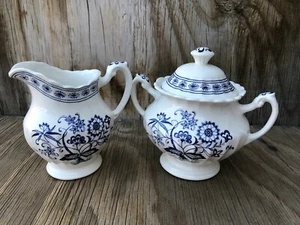J&G Meakin Nordic Lipped Creamer & Sugar Bowl With Lid Made In England Chip :( - Picture 1 of 6