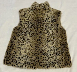 Leopard Faux Fur Reversible Vest Women Size S Tan by Giaaca - Picture 1 of 12
