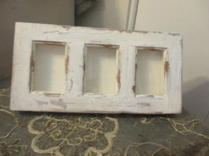 SHABBY BEACH COTTAGE RUSTIC WOOD 3 PICTURE FRAME 15X7.5"X1" BEACHY FUN - Picture 1 of 4
