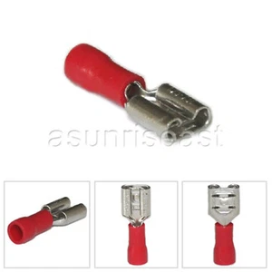 1000× Red 22-16AWG Insulated Female Spade Crimp Cable Terminal 6.4mm FDD1.25-250 - Picture 1 of 4