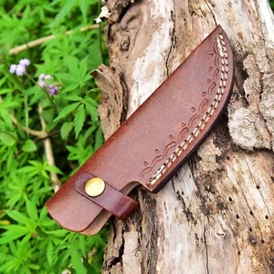Handmade Genuine Leather Sheath Fixed Hunting Blade Knife Engraved Belt Loop 347 - Picture 1 of 4