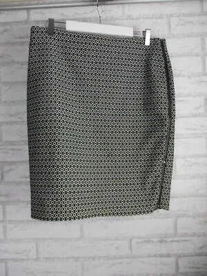 Basque womens pencil skirt black white print 12 geometric print - Image 1 of 4