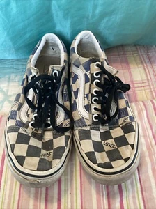 Vans Old Skool Checkerboard Mens Size 6.5 Mens 8 Women’s Blue Black - Picture 1 of 8