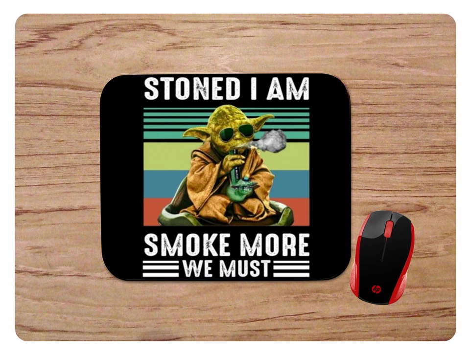 YODA SMOKING WEED DESIGN MOUSEPAD MOUSE PAD HOME OFFICE GIFT NON-SLIP - Image 1 of 1