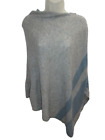 Celeste 90% Wool 10% Cashmere Gray Blue Striped Poncho