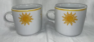 Guy Degrenne Porcelain Coffee Mugs (2) Pareo Soleil Sun Made in Hungary - Picture 1 of 10