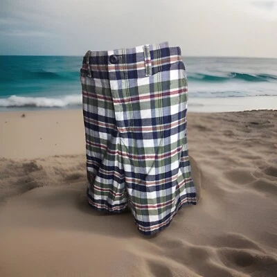 Gap Men's Flat Front -Green Navy Plaid Shorts-Size 36- Inseam 10" - Image 1 of 4