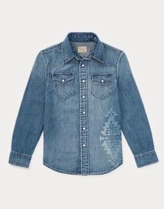 Camisa de mezclilla occidental para niño Ralph Lauren en azul - Imagen 1 de 10