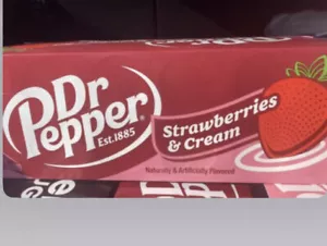 Strawberries and Cream Dr Pepper 12 oz Can Exclusive New Soda Flavor - Picture 1 of 3