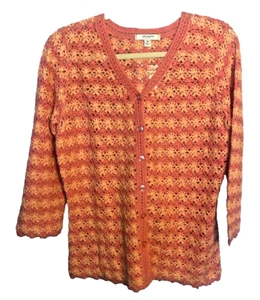 Suéter Liz Claiborne Para Mujer Talla M Abierto Crochet Abotonado Manga 3/4 NUEVO - Imagen 1 de 8