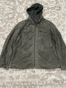 BKE Buckle Jacket Men's XL Green Athletic Fit Hooded Embroidered Military Style - Picture 1 of 14