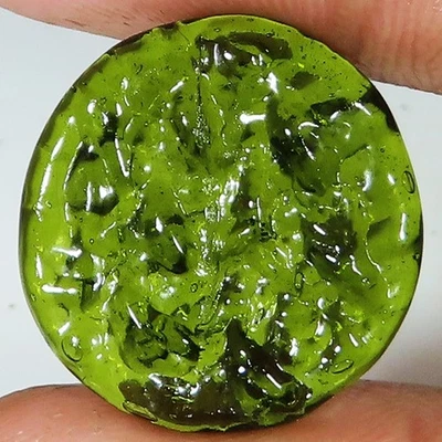 17.90 CT Lab Created Green Moldavite Fancy Cabochon Gemstone 22x23x4 mm GTi171 - Image 1 of 4