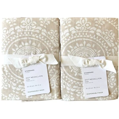 Pottery Barn Dot Medallion Reversible Cotton Standard Sham Pair Sand NEW - Image 1 of 4