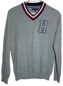 Tommy Hilfiger Herren Pullover Pullover 100% Baumwolle V-Ausschnitt Grau M - Bild 1 von 7