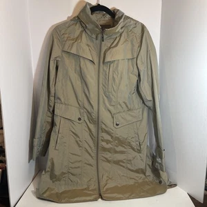 Cole Haan Women's Packable Hooded Rain Jacket with Bow - Size Medium-Olive Green - Picture 1 of 6