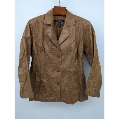 Vintage Dialogue 100% Embossed Croc Leather Jacket Women's 1X - Image 1 of 4