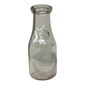 Botella de leche de pinta de vidrio transparente en relieve Hoffman’s Dairy Douglassville PA - Imagen 1 de 3