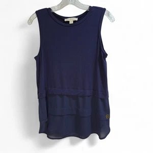 Michael Kors Navy Knit & Chiffon Tank Top Women's Size Small Business Casual - Picture 1 of 7