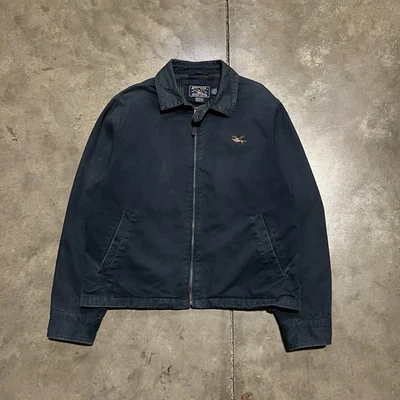 Chaqueta Bomber Vintage Bi Swing Grande Azul Marino Algodón Desteñido Años 90 EE. UU. American Living Foto 1 de 4