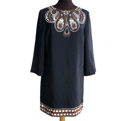 Vestido recto informal TIBI para mujer talla 6 negro cachemir mangas 3/4 100 % seda Foto 1 de 4