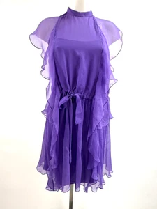 Alberta Ferretti Purple Silk Chiffon Halter Dress Size 6 - Picture 1 of 7