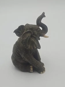 Elephant Figurines Resin Sitting with Trunk Up  - Picture 1 of 6