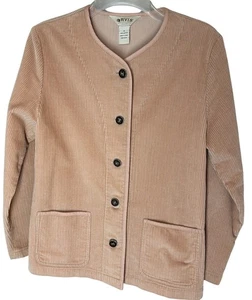 Orvis Tan Barn Coat velluto a coste corda senza colletto bottoni davanti giacca taglia 6 small S - Foto 1 di 5