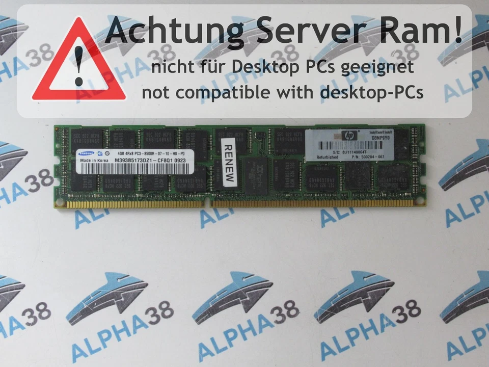 Samsung 4 Go DDR3-1066 PC3-8500R (DDR3-1066) M393B5173DZ1-CF8 CL7 15 V Serveur - Photo 1/1