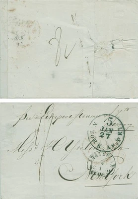 MTM304 1854 TRANSATLANTIC LETTER NETHERLANDS TO USA VIA UK S.ATLANTIC (COLLINS) - Image 1 of 3