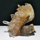 Natural Crystal Cluster Quartz Mineral Specimen,Hand Carved Squirrel Healing，E