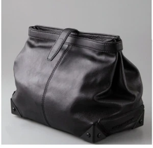 ALEXANDER WANG Adele Fold Over Trunk Clutch - Black Grainy Leather - Picture 1 of 11