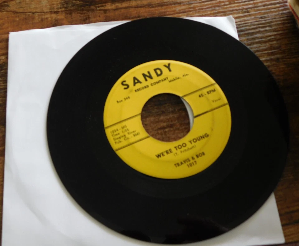 TRAVIS & BOB TELL HIM NO / WE'RE TOO YOUNG 45 RPM RECORD 064 - Image 1 of 2
