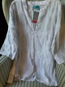 NEU MIT ETIKETT BLUMENDESIGN 100 % BAUMWOLLE V-AUSSCHNITT TUNIKA EIN MUSS... (M/L) - Bild 1 von 4