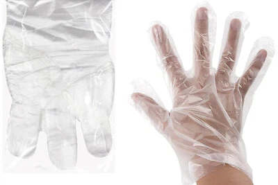 FIXTE 100 Disposable Plastic Gloves Polythene Food Prep Food Safe Large Size PE