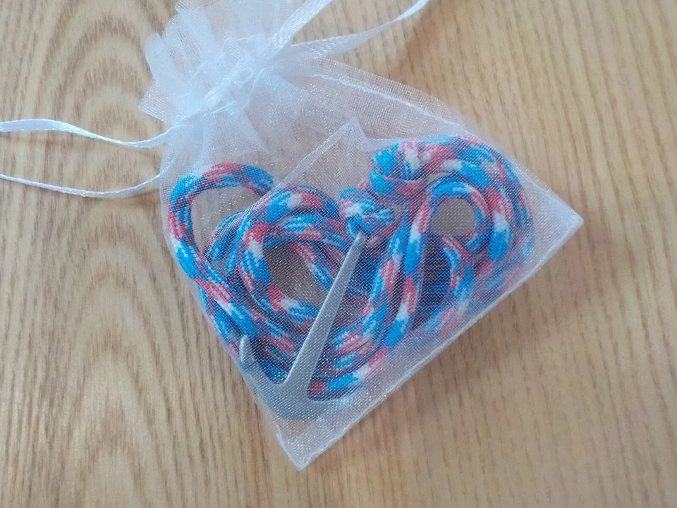 Cooles Armband mit Anker - Baumwollband by HAFENKLUNKER *blau rot gemustert* NEU - Bild 1 von 1