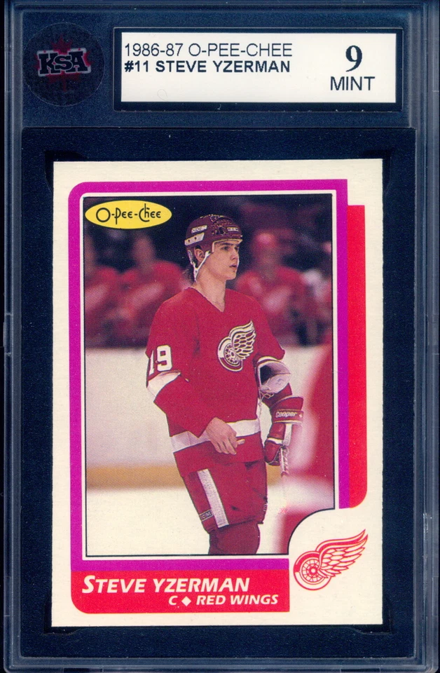 1986-87 OPC O PEE CHEE 11 STEVE YZERMAN Graded KSA 9 MINT DETROIT RED WINGS Card - Image 1 of 1
