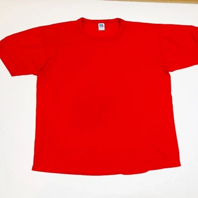 Camiseta De Colección Russell Athletics Roja Sólida Puntada Única Talla XL EE. UU. Hecha Foto 1 de 4