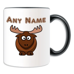 Personalised Gift Moose Mug Money Box Cup Name Tea Coffee Silly Deer Reindeer - Picture 1 of 20