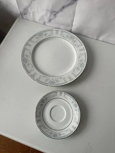 VINTAGE 1985 SHEFFIELD BLUE WHISPER PORCELAIN PLATE/SAUCER MADE IN JAPAN - Picture 1 of 10