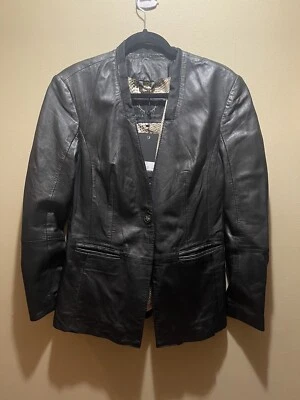 CHAQUETA BLAZER BOD & CHRISTENSEN ~ NEGRA DE CUERO SUAVE Mediana NUEVA Foto 1 de 4