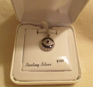 Kohl's EVIL EYE Necklace Sterling Silver Cubic Zirconia - NEW w/TAGS! - Picture 1 of 7