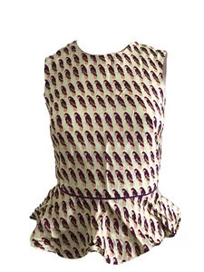 H&M TREND RARE BIRD PRINT RETRO 50's 80's PARTY PEPLUM TOP BLOUSE UK 8 SMALL NEW - Picture 1 of 12