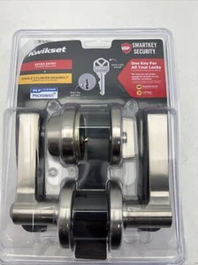 Kwikset Hollis Keyed Entry Door Lever Single Cylinder Deadbolt Satin Nickel New - Picture 1 of 7