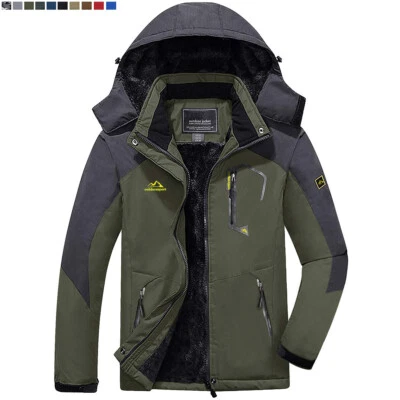 Men's Mountain Hiking Waterproof Outdoor Jacket Winter Thermal Fleece Work Coat - Image 1 of 4