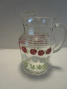 Vintage MCM Hazel Atlas Cornflower Bachelor Button Pitcher Ice Lip 1950’s - Picture 1 of 12