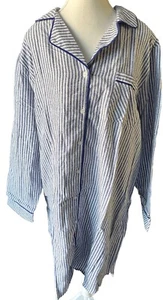 Liz Claiborne Blue Striped Night Shirt Gown Sleepwear Long Button Down Sz XXL - Picture 1 of 11