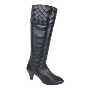 WOMENS VINTAGE 80s BAREFOOT ORIGINALS ROCKER BLK TALL HIGH HEEL BOOTS Sz 7 - Picture 1 of 8