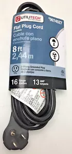 Utilitech Flachstecker Kabel 16 Stärke 13 Amp 8 Fuß 3-Draht/Stift geerdeter Stecker - Neu - Bild 1 von 3