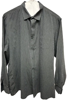 Camisa John Henry Para Hombres Gris Negra A Rayas Informal Manga Larga Con Botones Talla XXL Foto 1 de 4